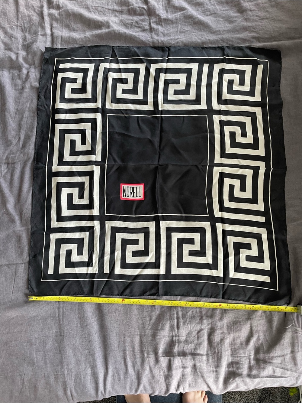 Black and White Geometric Silk Scarf